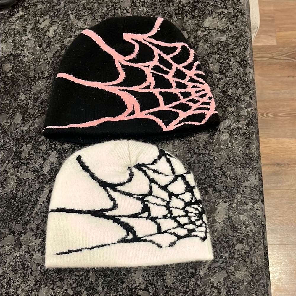 Spider Web Beanies - Black and White